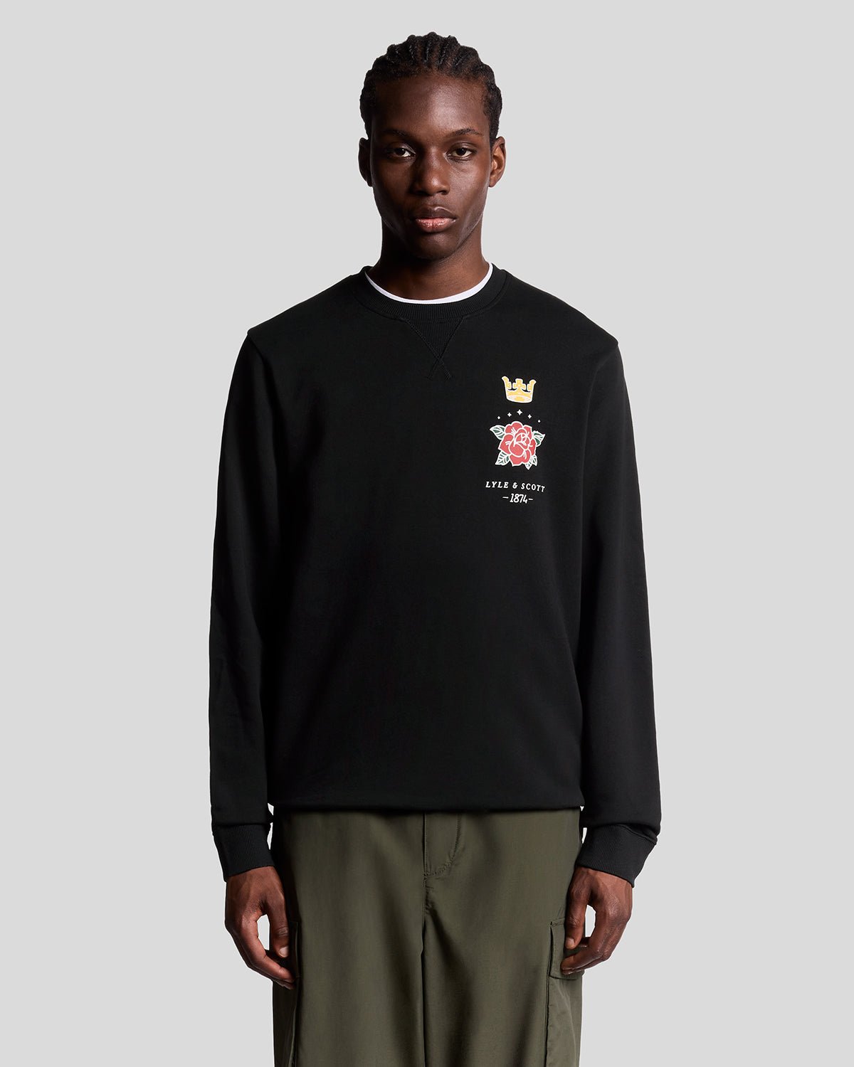 Pub Graphic Crew Neck Sweatshirt-Jet Black