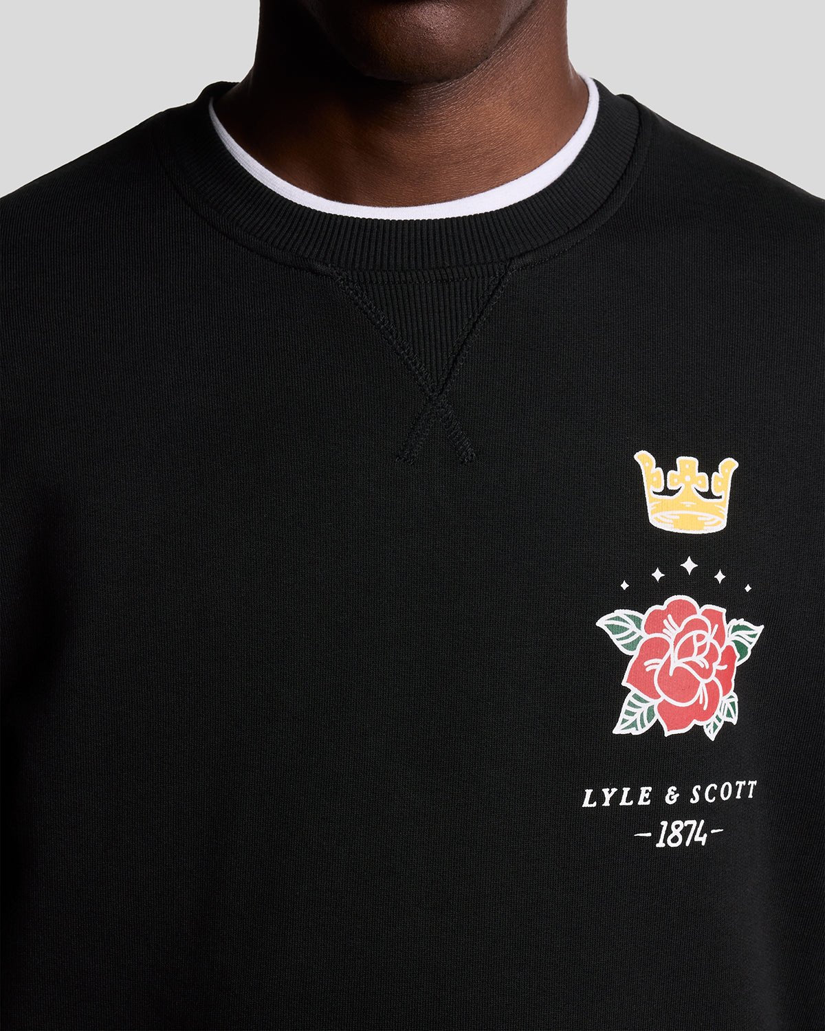 Pub Graphic Crew Neck Sweatshirt-Jet Black